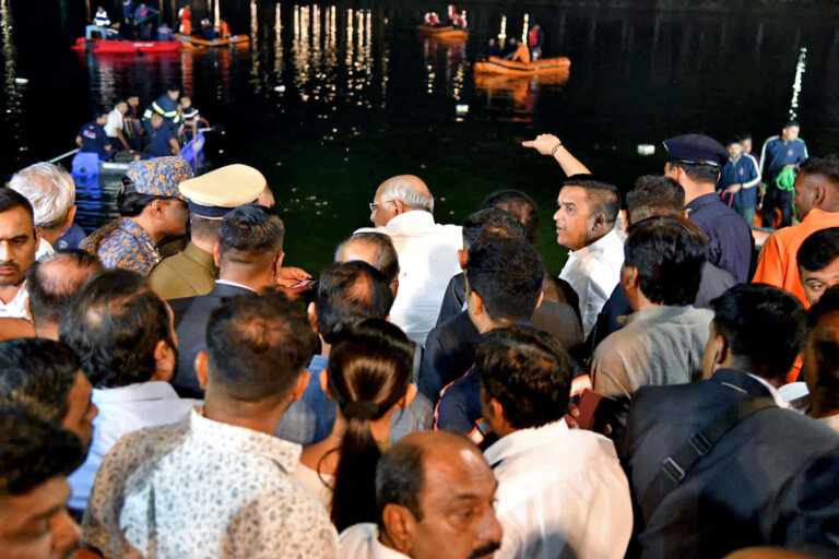 Gujarat | Vadodara's Harni Motnath Lake | 14 killed after boat capsizes | twelve school children | two teachers | Gujarat Home Minister Harsh Sanghavi | Gujarat Chief Minister Bhupendra Patel | NDRF team | Prime Minister Narendra Modi | SHRESHTH BHARAT |