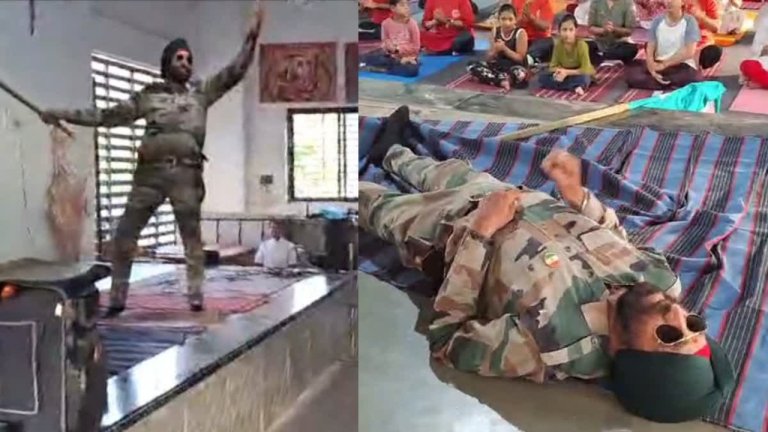 retired soldier dies due to heart attack while performing on stage in yoga center video viral watch