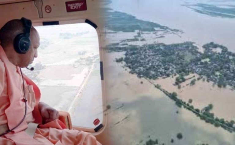 cm-yogi-conducted-aerial-survey-of-flood-affected-shravasti-balrampur