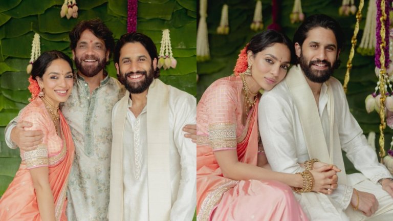 Naga Chaitanya Sobhita Dhulipala Engagement nagarjuna akkineni share pictures on