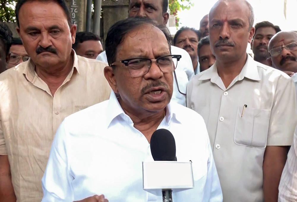 Bengaluru, May 19 (ANI): Karnataka Congress MLA G Parameshwara speaks to the media on the State Government formation, in Bengaluru on Friday. (ANI Photo)