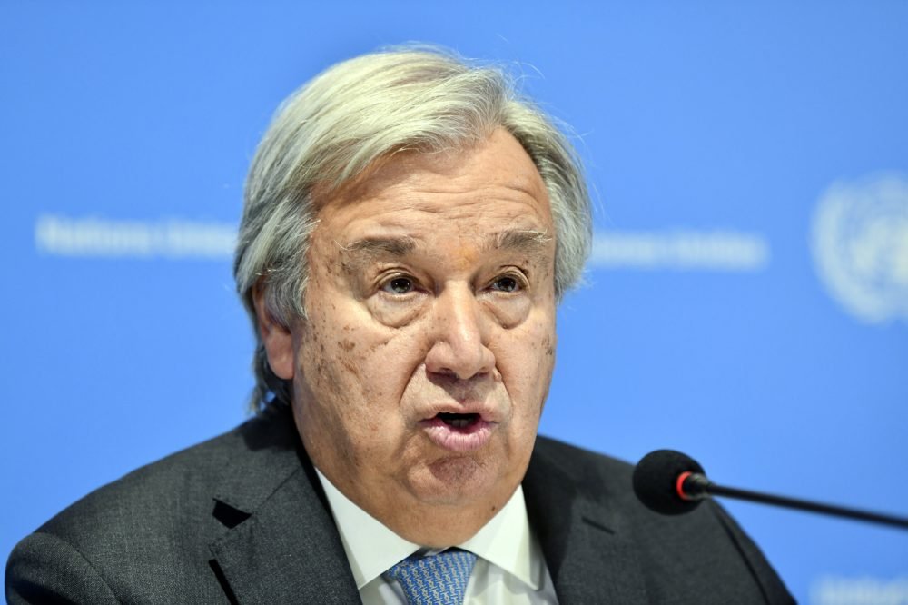 New Delhi, Sept 08 (ANI): United Nations Secretary-General António Guterres addresses during a press conference at We The Peoples Hall of the UN House in New Delhi on Friday. (ANI Photo/Jitender Gupta)