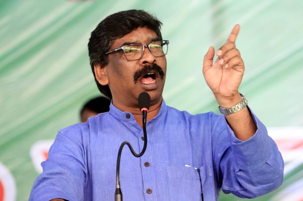West Singhbhum, Oct 14 (ANI): Jharkhand Chief Minister Hemant Soren addresses during the Martyrs’ Devendra Manjhi on his 29th death anniversary, at Goilkera in West Singhbhum district, Jharkhand on Saturday. (ANI Photo)