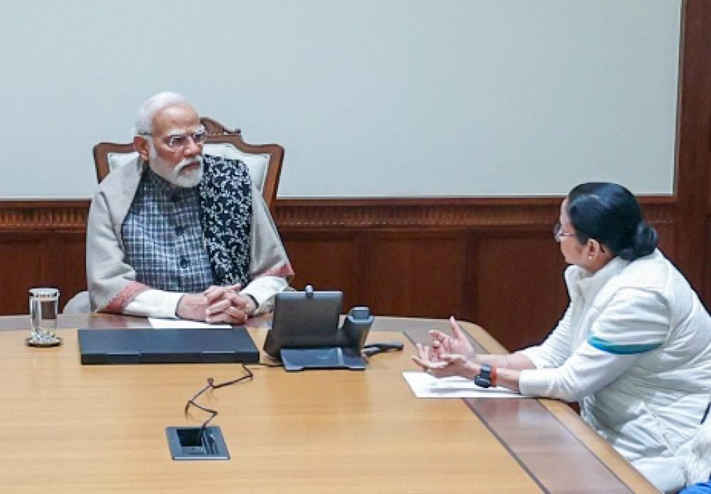 New Delhi, Dec 20 (ANI): West Bengal Chief Minister Mamata Banerjee calls on Prime Minister Narendra Modi, in New Delhi on Wednesday. (ANI Photo)