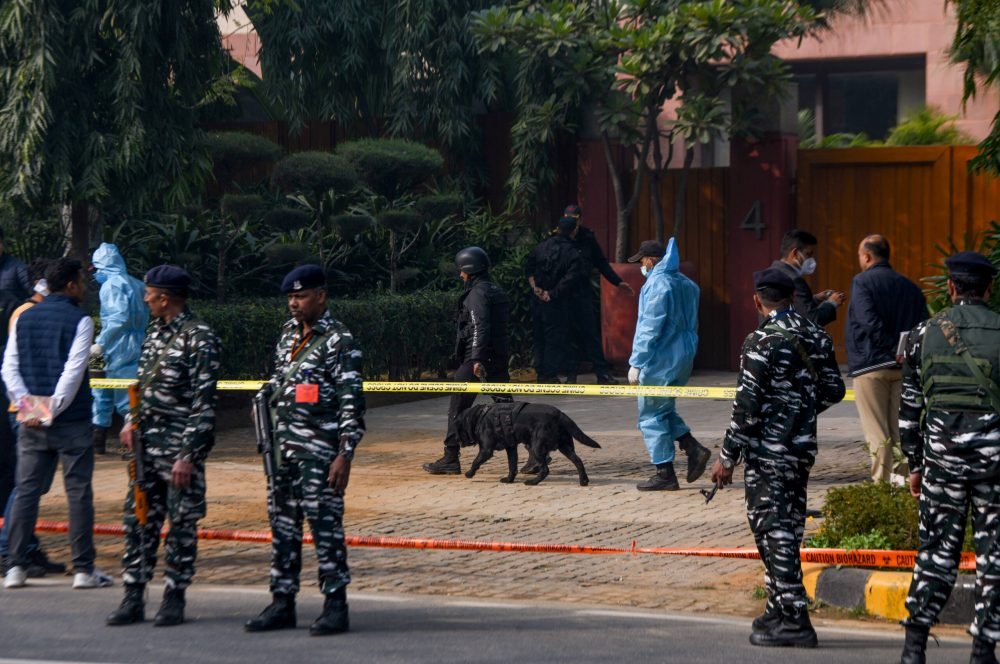 New Delhi, Dec 27 (ANI): National Security Guard (NSG), Dog Squad and Bomb Squad carry out an investigation outside the Israel Embassy, in New Delhi on Wednesday. As per the Israel Embassy, there was a blast near the embassy at around 5:10 p.m. on December 26. (ANI Photo/Amit Sharma)