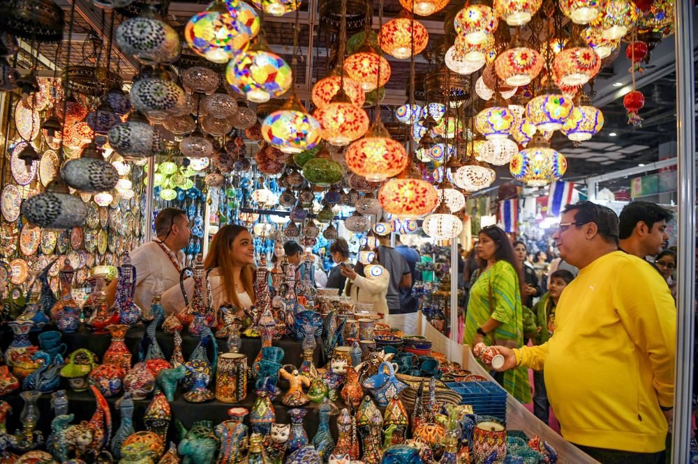 New Delhi, Nov 14 (ANI): People visit a stall of Turkey at the 42nd edition of the India International Trade Fair, in New Delhi on Tuesday. (ANI Photo/Shrikant Singh)